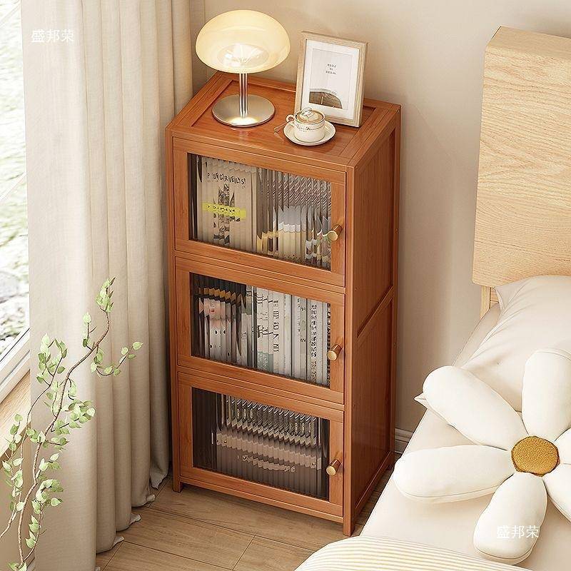 床头柜简约小型家用楠竹收纳柜储物柜置物架卧室简易储物出租屋用