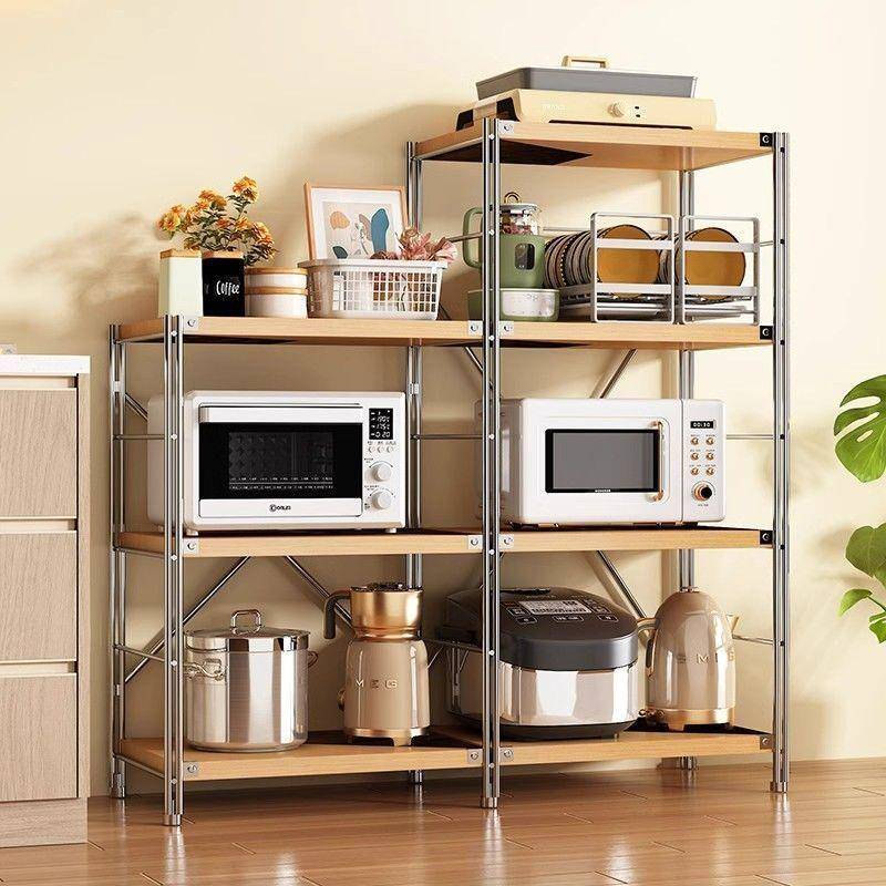 卧室家用厨房置物架落地多层收纳架简约储物房间微波炉客厅储物架