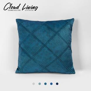 9WOR轻奢科技布沙发抱枕飘窗立体大菱格靠枕酒店样板间客厅装 饰靠