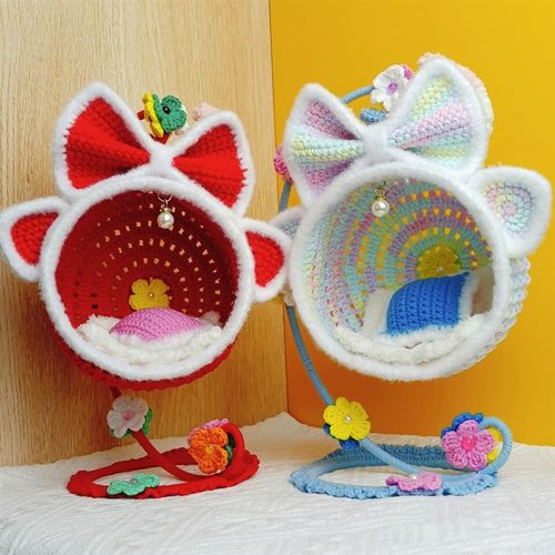 棉花娃娃花架玩偶吊椅公仔吊篮纯手工钩织成品创意礼品小宠物窝