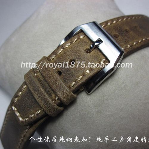 纯手工户外登山运动表22mm21mm20mm疯马皮真皮手工牛皮表带定制