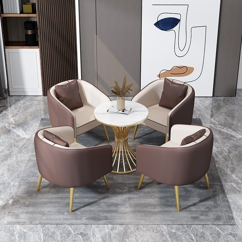 现代简约单人沙发轻奢小户型休息办公接待区洽谈椅茶几套装