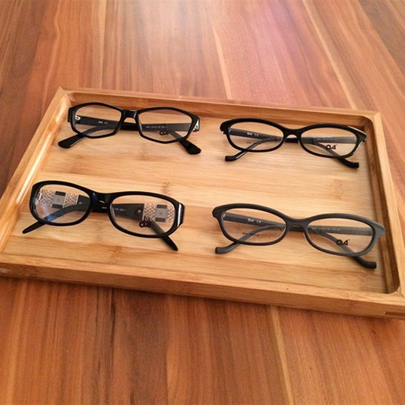 眼镜陈列原木托盘 长方形橱窗眼镜店摆设 眼镜展示托盘道具摆放架