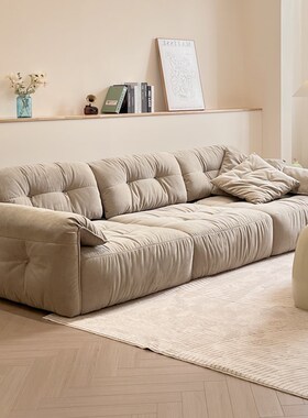 品洛云朵直排沙发客厅现代简约奶油风大坐深O可移动靠背猫抓布沙