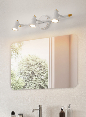 卫生间led美式镜前灯现代简约镜灯防水镜柜洗手间梳妆台白色壁灯