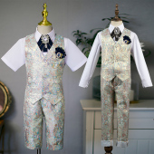 儿童马甲西装 主持人帅气英伦花童男童礼服钢琴表演走秀演出服 套装