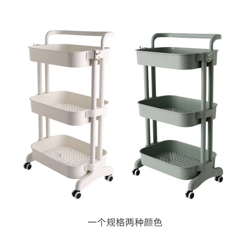 孙小美塑料沥水收纳架两侧挂钩通风架带轮可移动手推收纳置物架