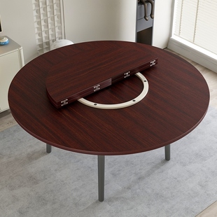 大圆桌面15人可折叠家用2u0人圆台面两折面板大号圆形家庭餐桌转