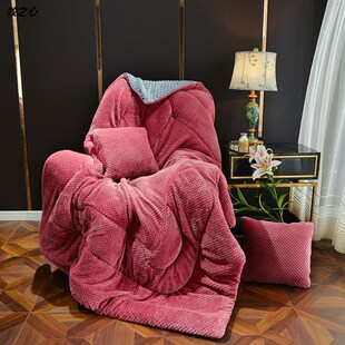 抱枕被子两用加厚l冬季办公室午睡汽车内用枕头靠枕折叠毯子二合