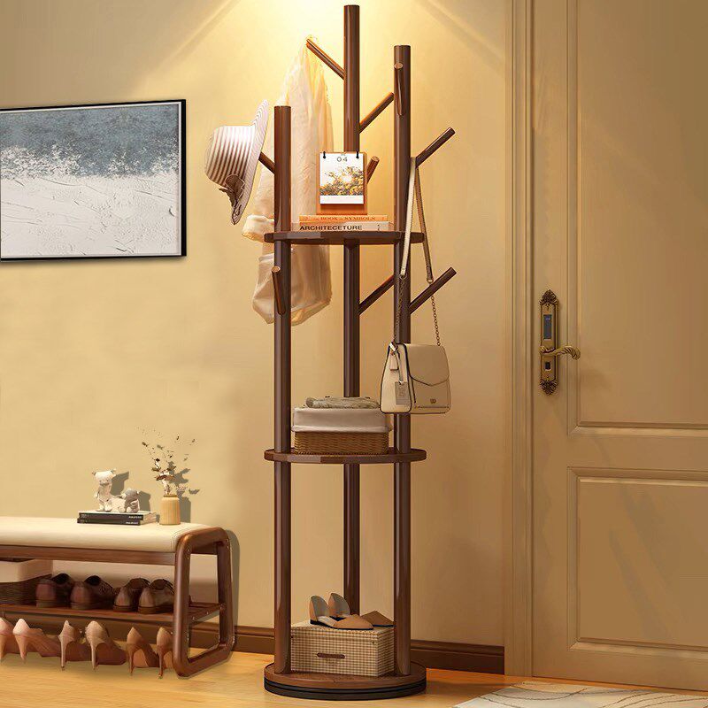 实木旋转衣帽架落地衣架卧室家用置物架立式衣服架子客厅挂衣架子
