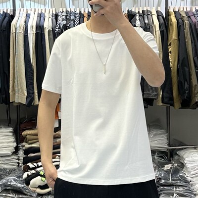 2024夏季新款男净版亮色圆领短袖T恤韩版纯色弹力修身打底上衣潮