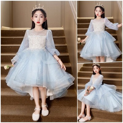 高级感女童礼服儿童拖尾裙燕尾公主裙生日连衣裙主持人钢琴演出服