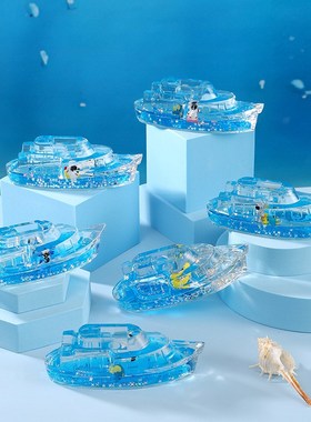 新款车载海洋小船油滴小摆件油漏创意游轮漂流瓶学生礼品儿童礼物