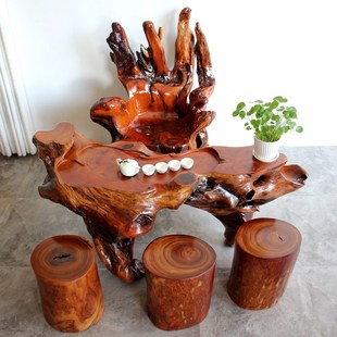 名贵红木花梨木根雕茶台天然树根原木茶几客厅阳台实木功夫茶桌