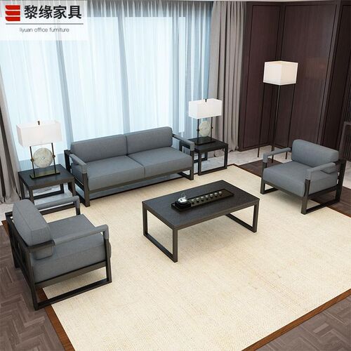 7W钢架布艺沙发休闲三人位接待室科F技布小办公沙发茶几组合简约