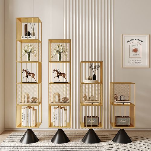 北欧旋转置物架多层沙发边收纳架办公室搁板置物框架落地隔断书架