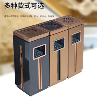 酒店大堂立式定制垃m圾桶高端写字楼电梯处果皮箱室内轻奢不锈钢