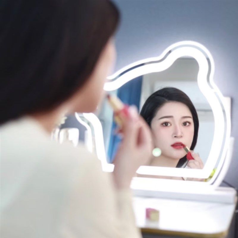 2024新款 LED化妆镜智能调节三色补光桌面台式梳妆镜宿舍卧室轻奢