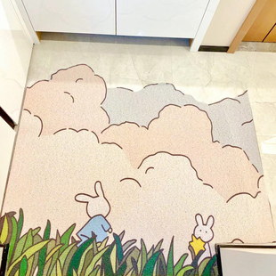 丝圈小清新森系入户地垫可裁剪玄关进门地毯耐脏门口蹭土脚垫