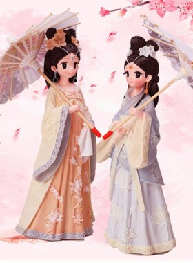 古风女孩汉服人偶摆件古装国风公主娃娃少女摆设琴棋书画生日礼物