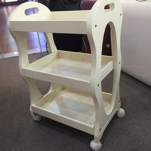 明美 欧式推车 白色实木美容推车工具车小推Q车 美容院三层推车