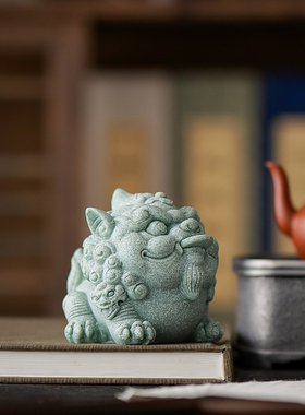 国风青砂石瑞兽貔貅摆件动物创意客厅办公室桌面鱼缸景观装饰摆设