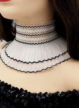 脖子饰品颈带简约宽边蕾丝项圈女遮喉结颈部疤痕假领子围脖颈链女