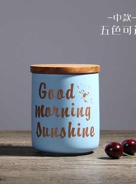 北欧创意带盖陶瓷储物罐密封罐厨房收纳茶叶咖啡罐家居摆件