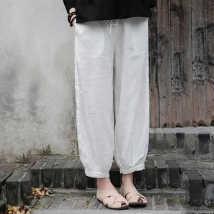 子 女松紧束脚2024春夏灯笼裤 哈伦九分休闲裤 抽绳松紧腰小脚萝卜裤