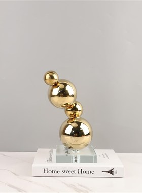 现代简约几何金属圆球堆积艺术摆件客厅卧室玄关酒店软装家居饰品