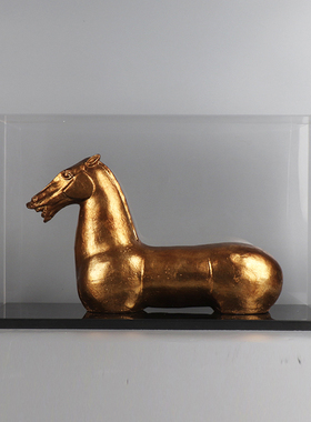 新中式雕塑马亚克力罩样板房间客厅玄关书房书柜酒店软装饰品摆件