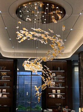 景观酒店会所售楼部水池水景天花吊饰装饰天花板创意空中悬挂灯具
