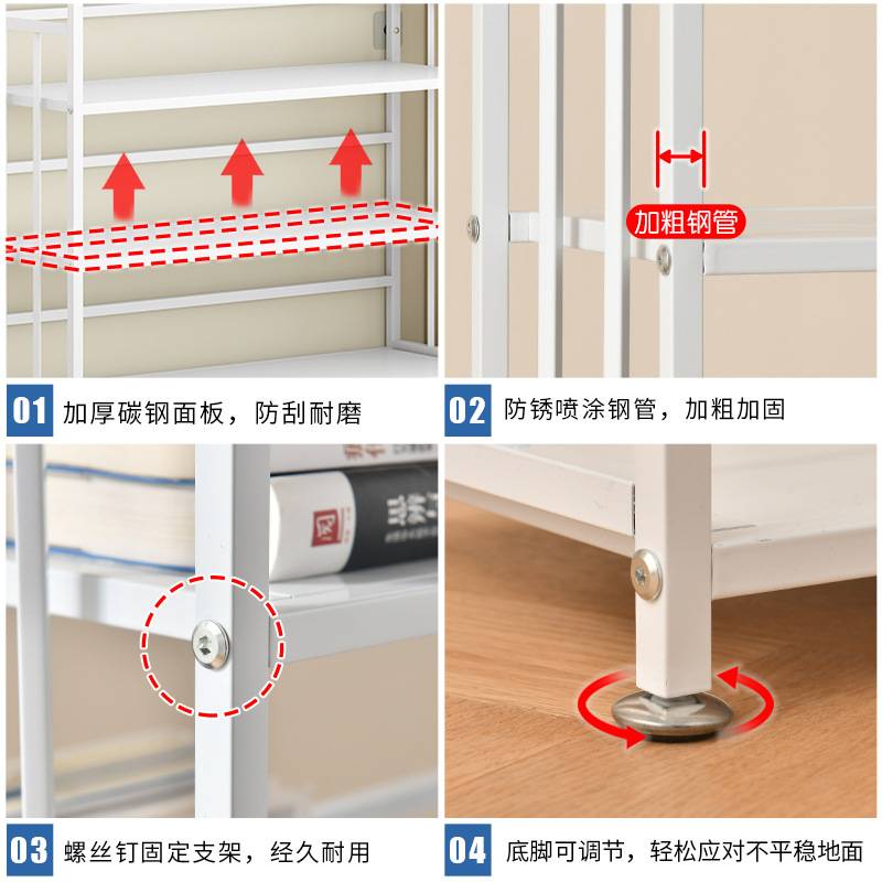 儿童书架置物架落地现代简约办公室铁艺多层靠墙家用阅读收纳书柜