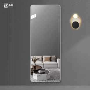 无框全身镜壁挂式 圆角贴墙穿衣镜家用卧室挂墙防爆试衣镜自粘镜子