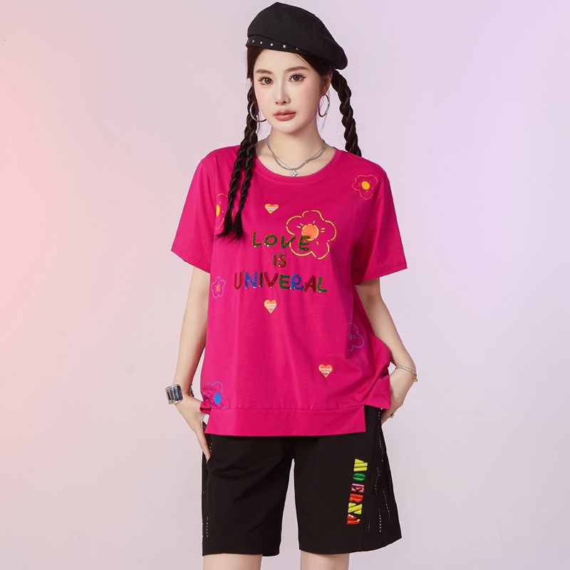 特大码女装200斤胖mm夏装时尚休闲上衣胖妹妹遮肉显瘦短袖短袖T恤