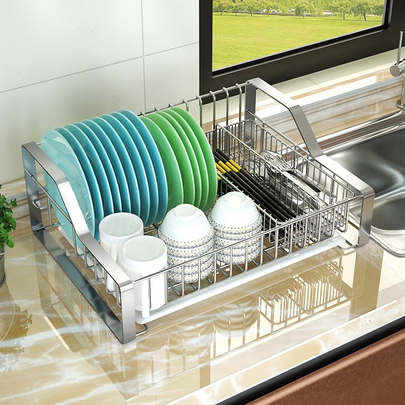 304不锈钢碗碟架碗架沥水架y单层厨房置物架台面放碗筷碗盘收纳架