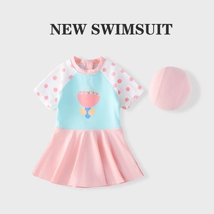 女孩游泳衣 防晒速干中小童宝宝泳装 儿童泳衣女童2025新款 连体裙式