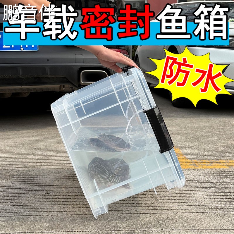 鹏音伴户外车载密封钓鱼箱后备箱塑料活鱼桶高透明防漏水水产养殖箱鱼缸摆件饰品
