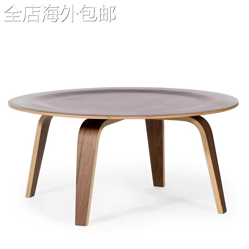 设计师圆形茶几小户型实木客厅洽谈接待会客简约现代个性创意茶桌