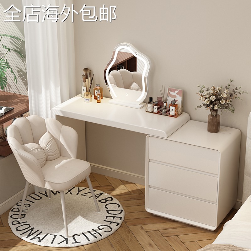 全实木梳妆台现代简约风小户型卧室高级感化妆桌子收纳柜斗柜一体