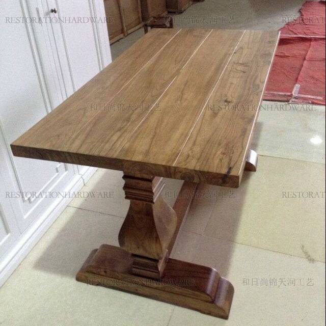 美式乡村餐桌/纯实木家具/法式复古做旧大长桌/会议工作台/办公桌