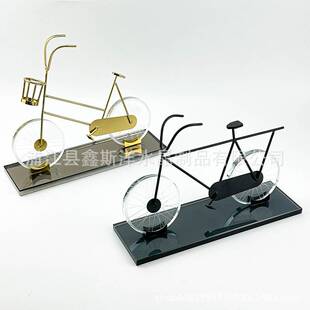 现代欧式水晶自行车摆件直播间样板房民宿书房客厅床头柜工艺品