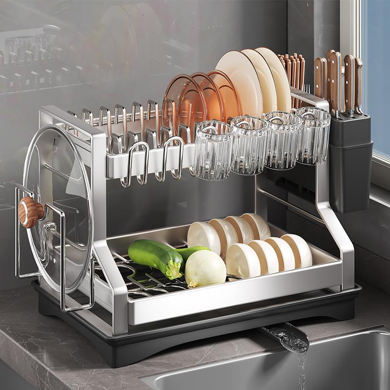 厨房不锈钢放碗盘碗碟碗架收纳架沥水架置物架家用台面多功能碗筷