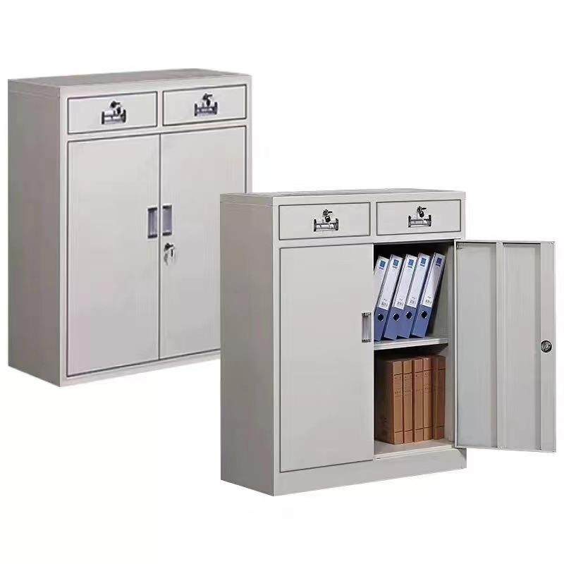 二斗小矮柜办公室桌下资料文件柜卧室带锁铁皮柜子客厅落地储物柜