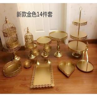 欧式铁艺蛋糕架套装婚庆摆件甜品店点心架酒会舞会道具蛋糕盘
