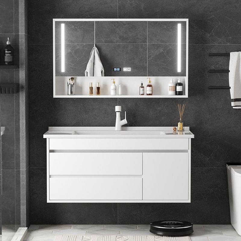 现代简约小户型40CM超窄洗脸洗手洗漱台盆智能镜柜实木浴室柜组合