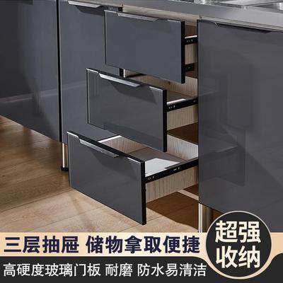 不锈钢水槽灶台厨柜出租房农村新品简易橱柜一体组装整体厨房柜子