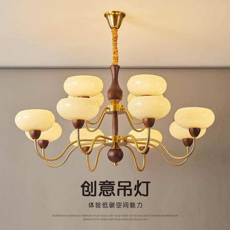 新中式客厅吊灯创意餐厅灯设计师款实木中古风卧室书房间护眼吊灯,家装灯饰光源,智能吊灯,淘宝优惠券,粉丝福利购,淘宝优惠卷