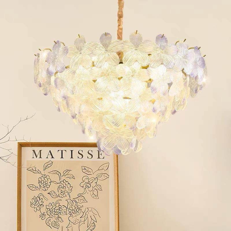 法式轻奢创意玻璃花瓣温馨公主卧室灯全光谱护眼大厅主灯客厅吊灯,家装灯饰光源,智能吊灯,淘宝优惠券,粉丝福利购,淘宝优惠卷