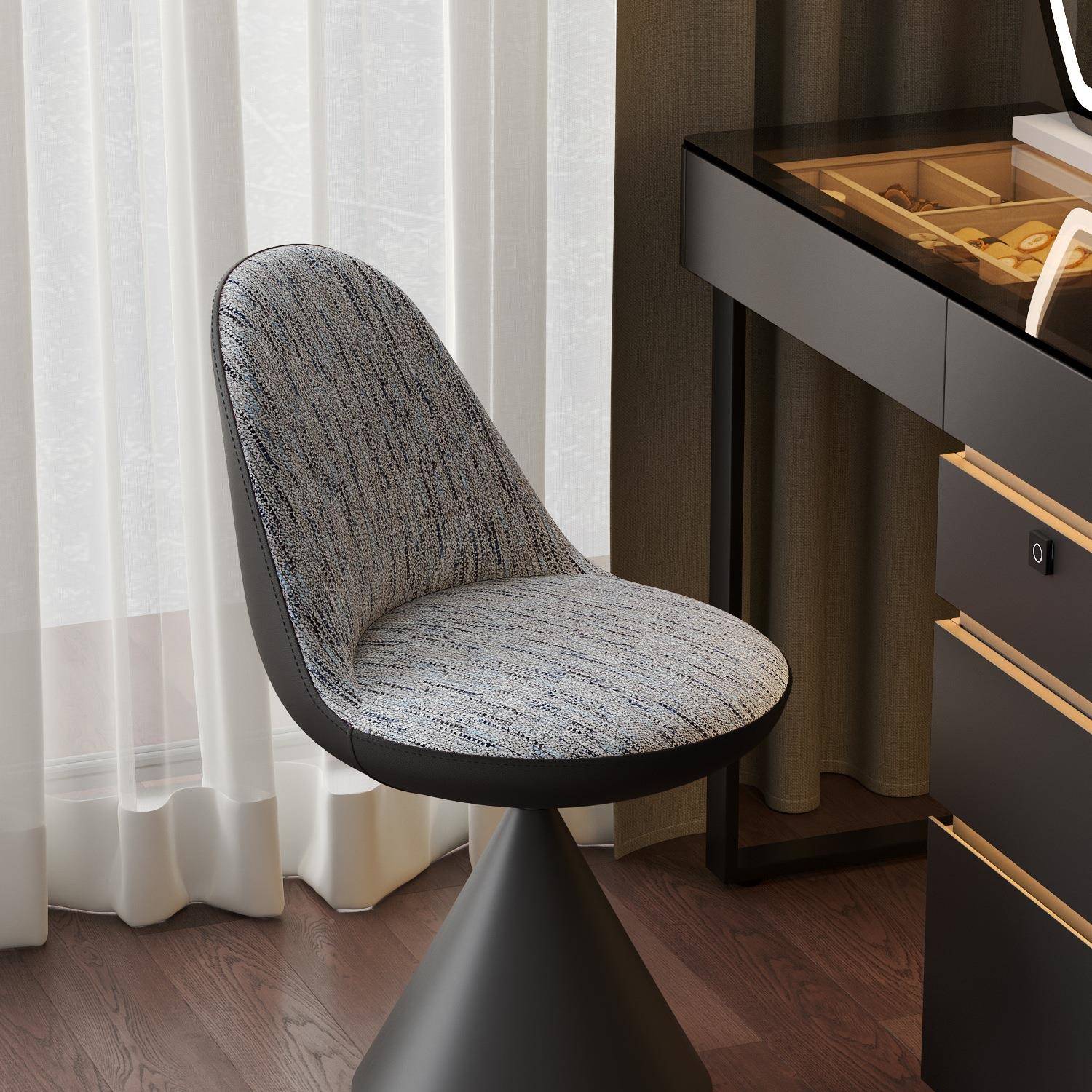 意式卧轻化室妆椅简约感化妆凳用830女奢生靠背家梳妆台凳子椅子